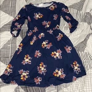 French Grey Navy Floral Dress